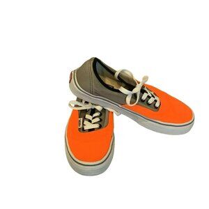 Vans The Era Skater Shoes Two Tone Canvas Women's Sz 7.5 Neon Orange Gray Unisex